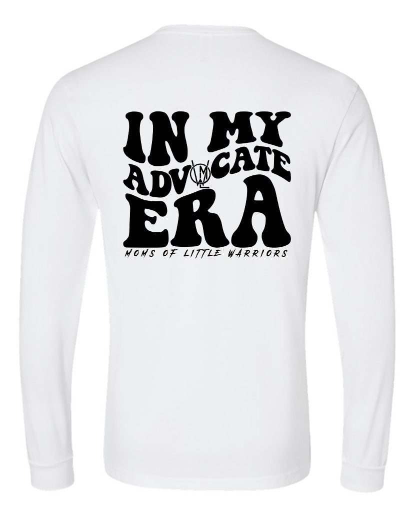 Moms Of Little Warriors White Long Sleeve Support Squad Front & Advocate Back