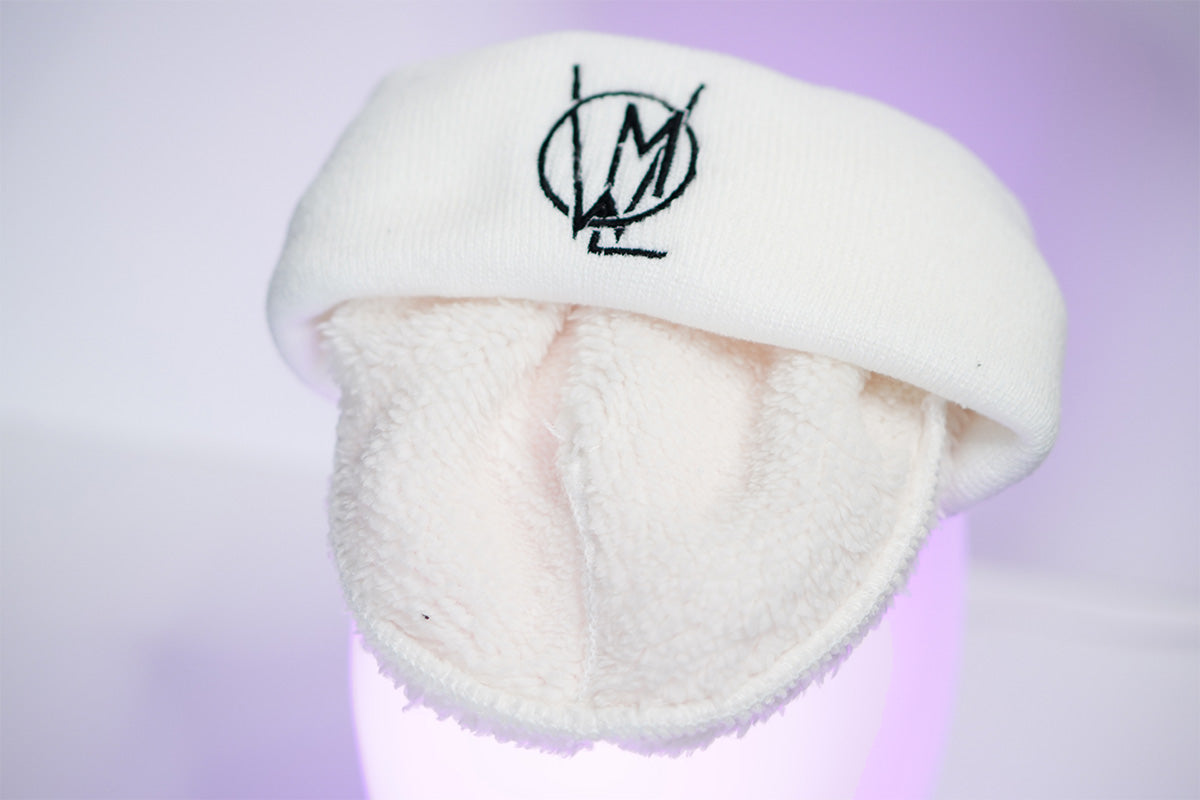 NEW MOMS Of Little Warriors White 12" Cuffed Beanie With Sherpa Liner